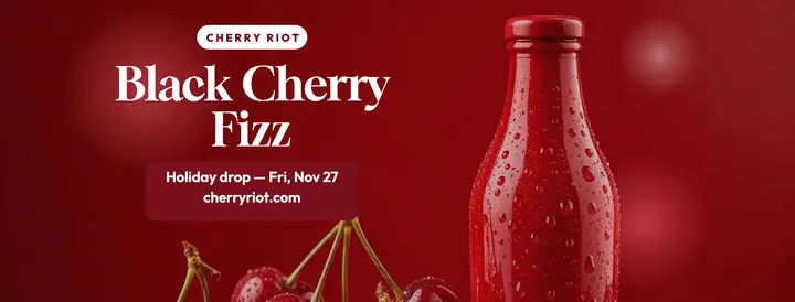 Cherry Riot black cherry fizz holiday cover template