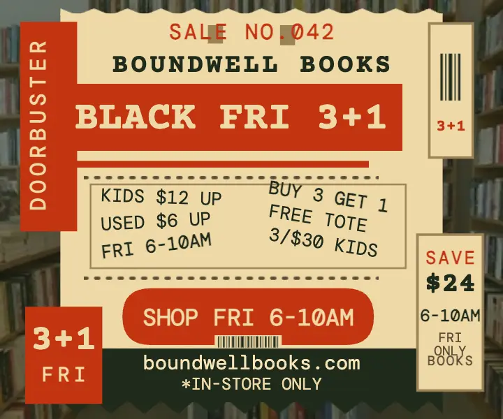 Boundwell Books Black Friday receipt ad: black friday bookstore ad template