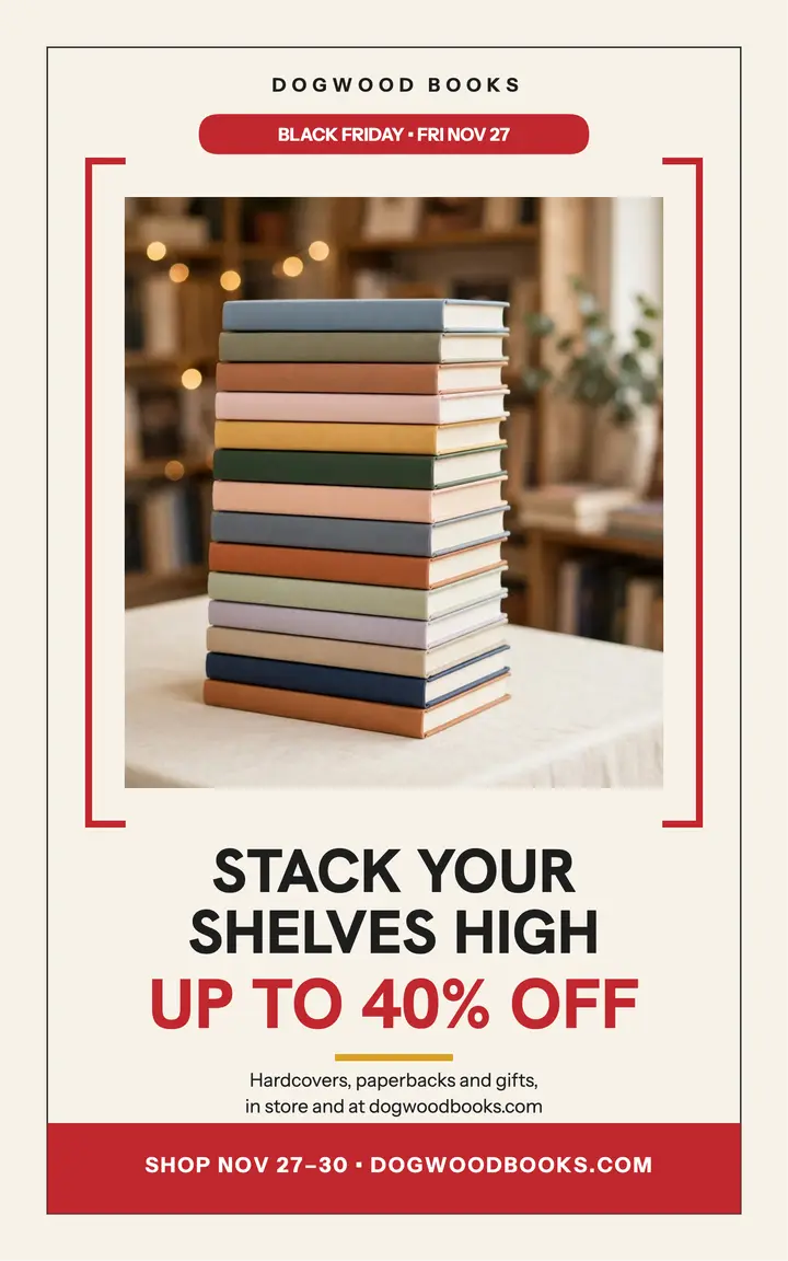 Dogwood Books Black Friday sale cover: black friday book sale cover template