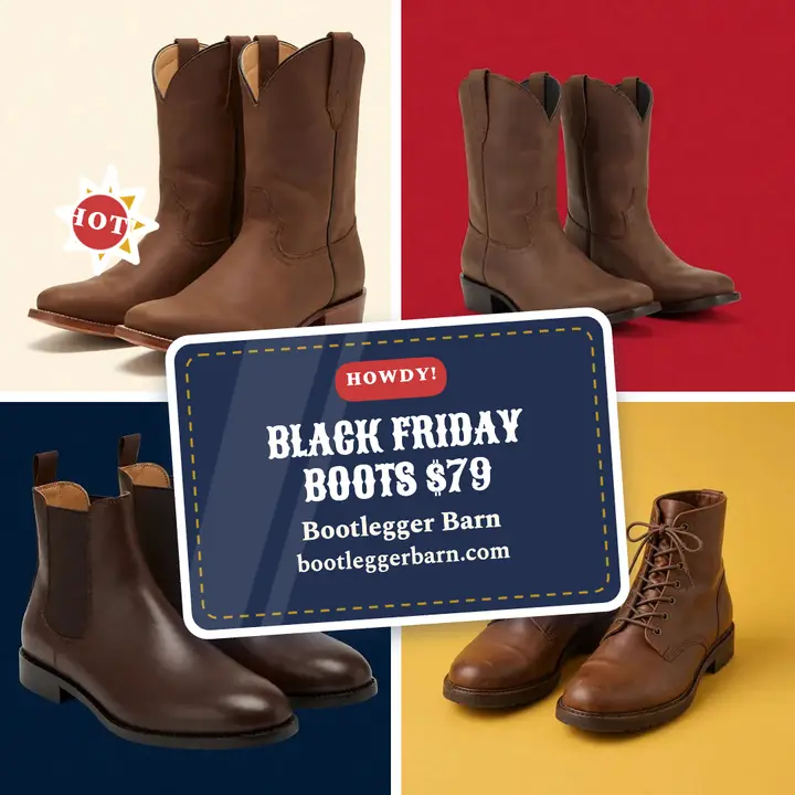 Bootlegger Barn Black Friday boot sticker post template