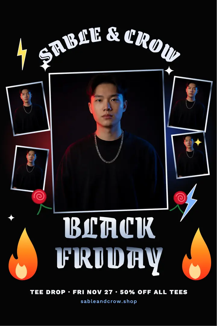 Sable & Crow Black Friday tee drop template