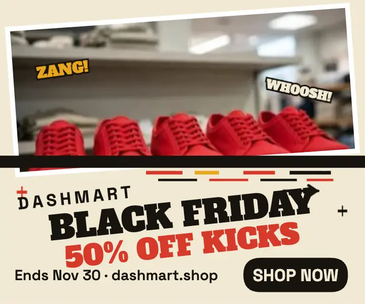 Dashmart Black Friday sneaker burst ad template