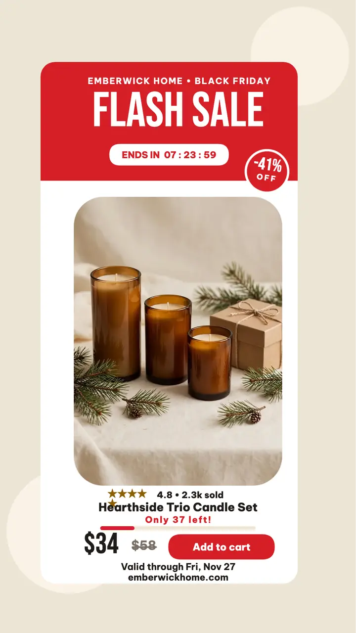Emberwick candle flash sale story template