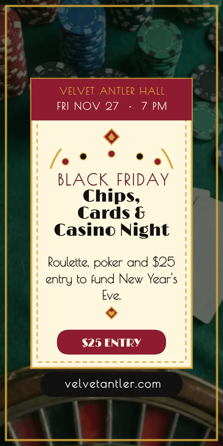 Velvet Antler Black Friday casino night ad template