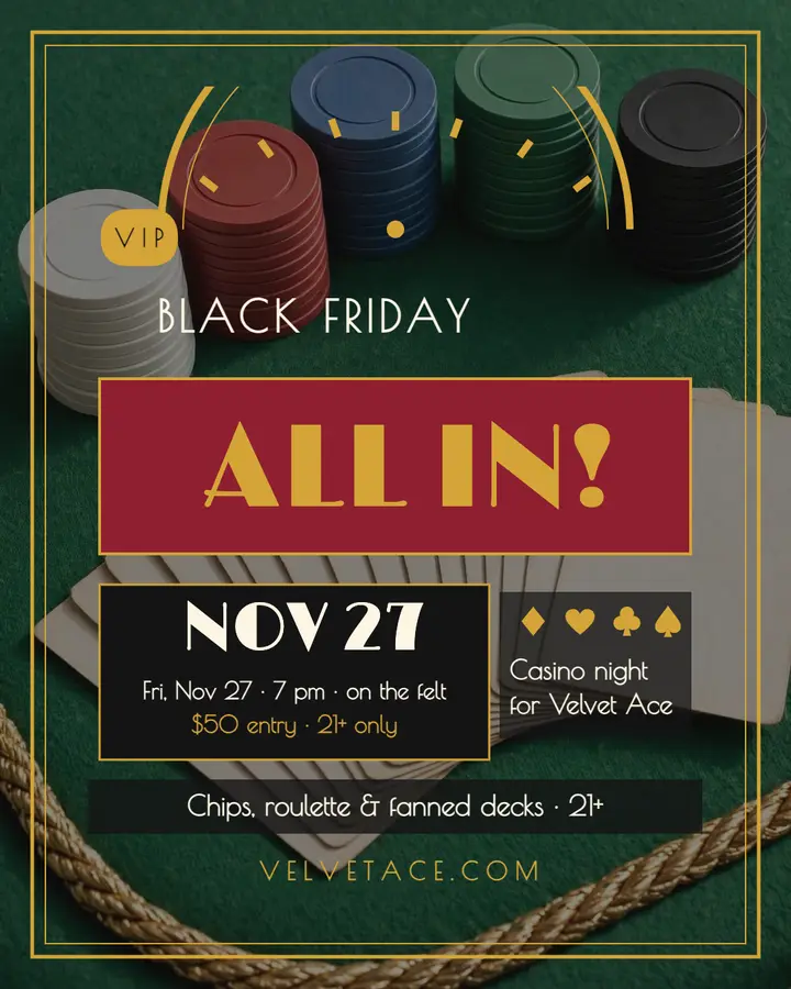 Velvet Ace Black Friday casino night post template