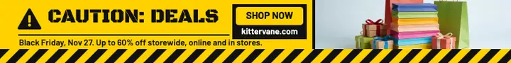 Kittervane Outlet Black Friday caution leaderboard ad template