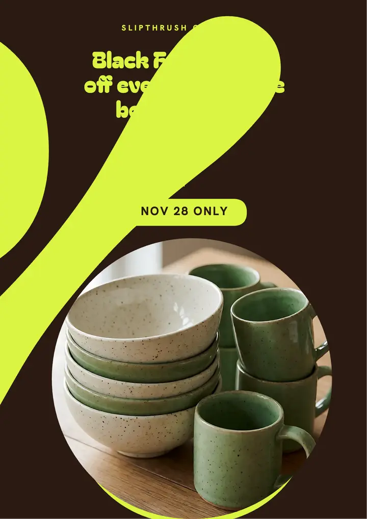 Black Friday ceramics studio flyer, giant percent sign: black friday flyer template