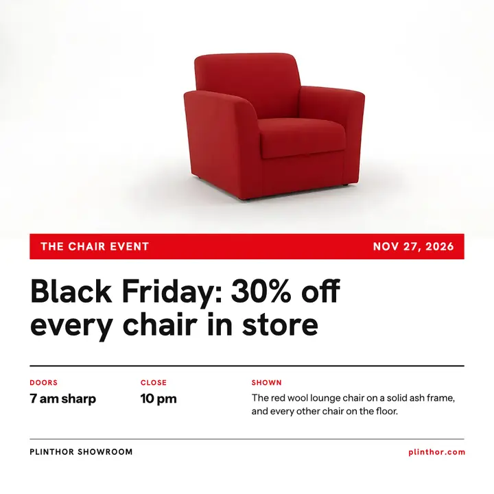Plinthor Black Friday chair sale Swiss grid post template
