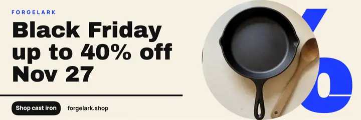 Black Friday cast-iron cookware header, cropped supergraphic template