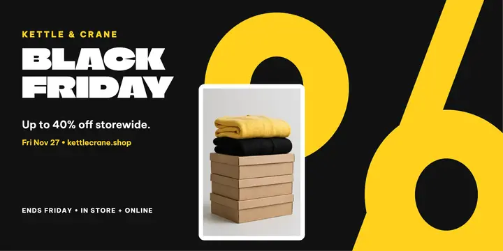 Kettle and Crane Black Friday percent post template