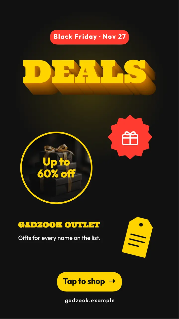 Gadzook Outlet Black Friday deals story template