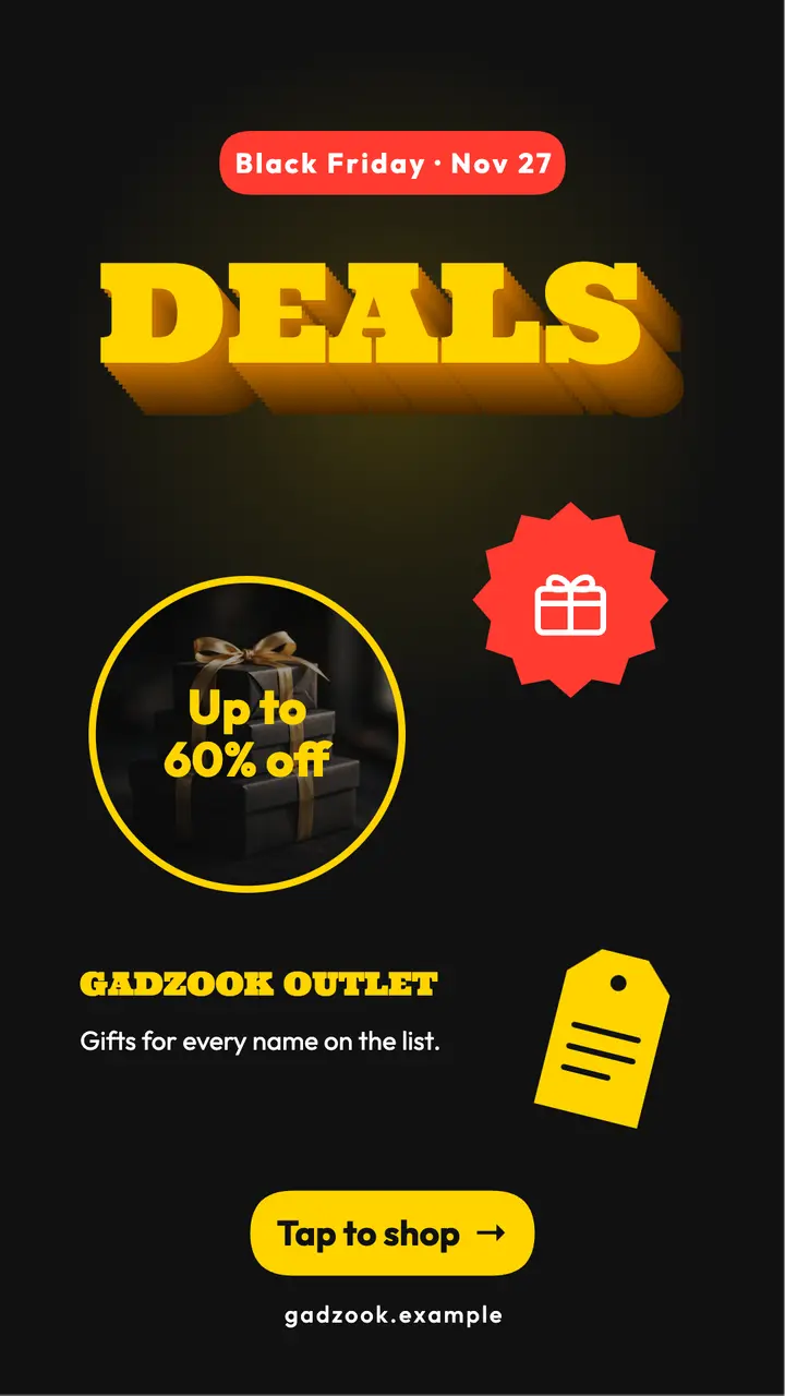 Gadzook Outlet Black Friday deals story template