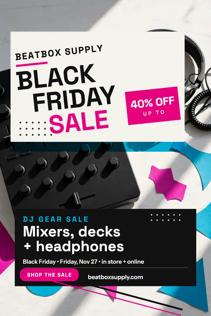 Beatbox Supply Black Friday DJ sale poster template