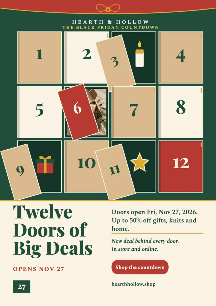 Hearth and Hollow doors countdown: black friday countdown flyer template