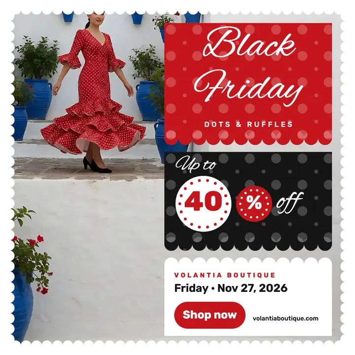 Black Friday polka dot dress sale post, Volantia Boutique template