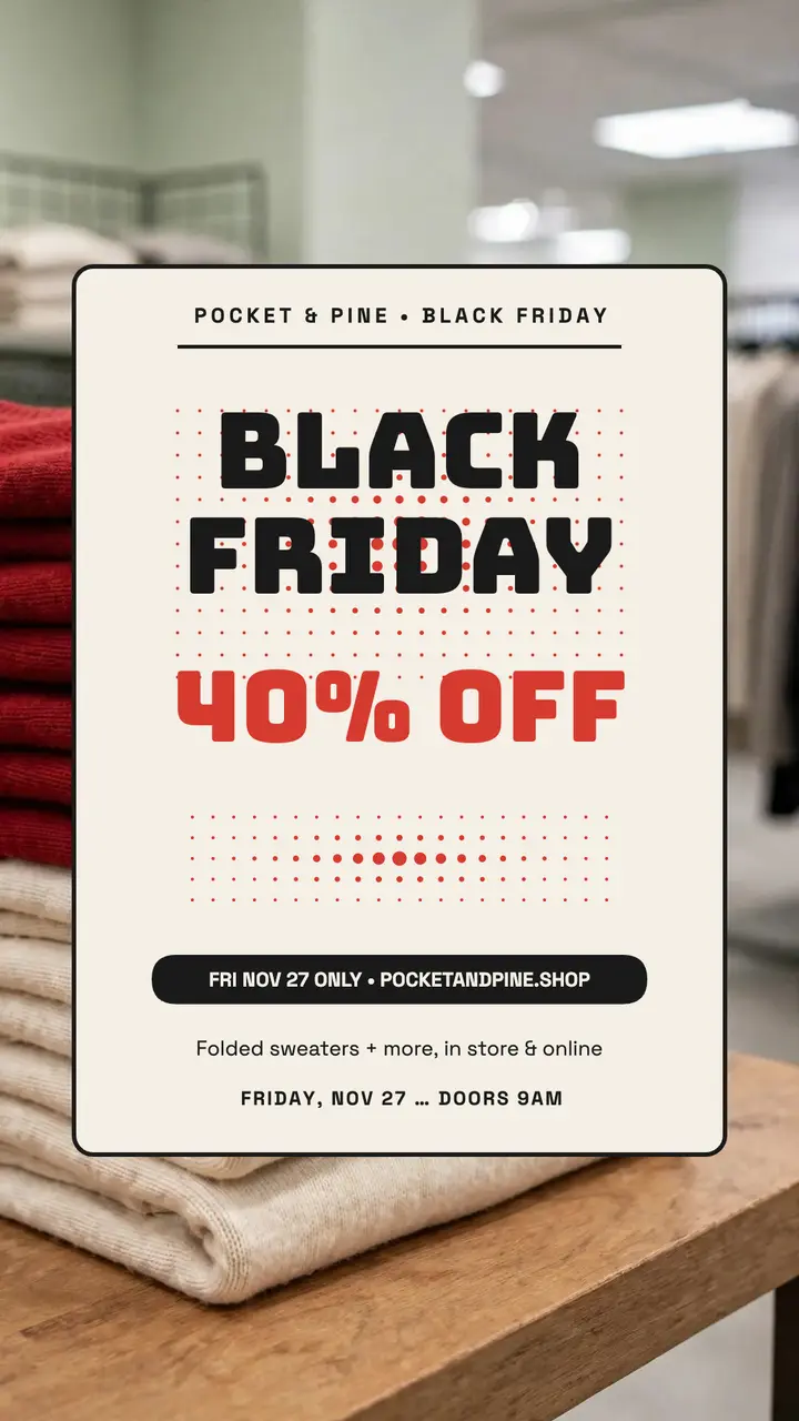 Pocket and Pine Black Friday dot story: black friday sale story template