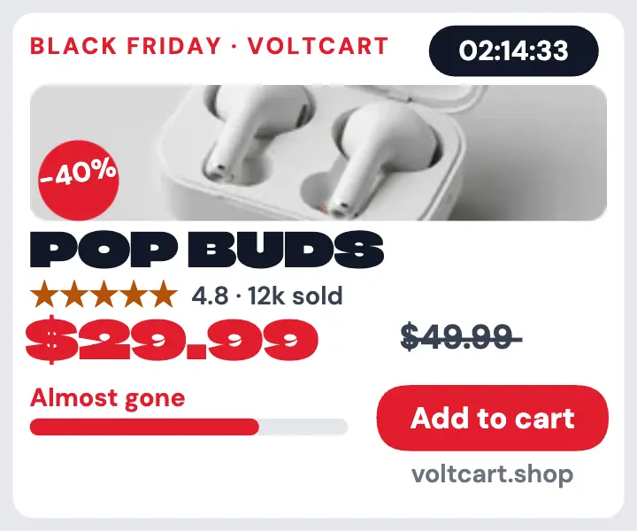 Voltcart Black Friday earbuds app ad template