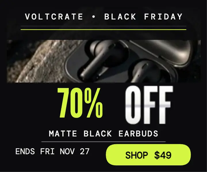 Voltcrate Black Friday earbuds gloss ad template