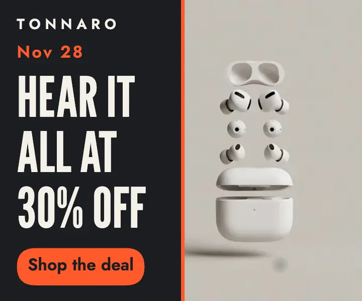 Tonnaro Black Friday earbuds levitation ad: black friday earbuds ad template