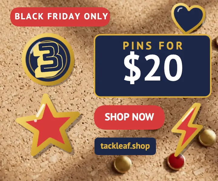 Black Friday enamel pin shop ad, 3 pins for $20 template