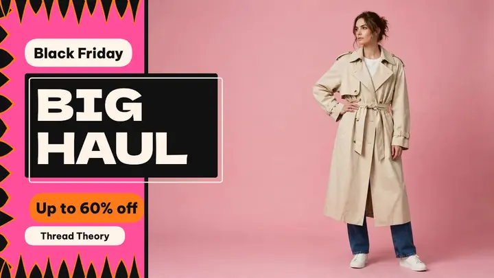 Black Friday fashion haul thumbnail, tiger stripe template