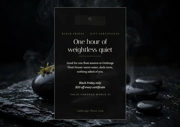 Ombrage Float House Black Friday gift certificate template