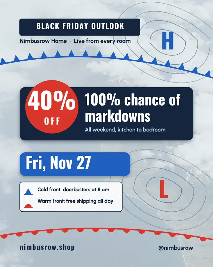 Nimbusrow Black Friday forecast sale post: black friday sale post template