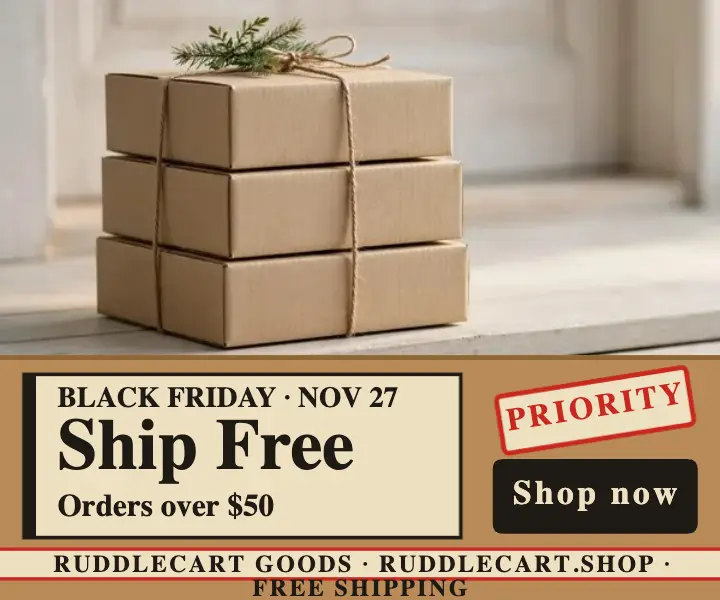 Black Friday free shipping banner ad, parcel and packing tape template