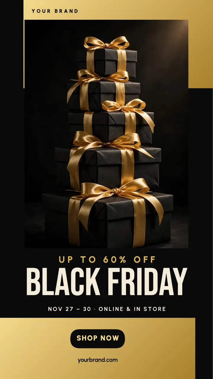 Black Friday gold gift story template