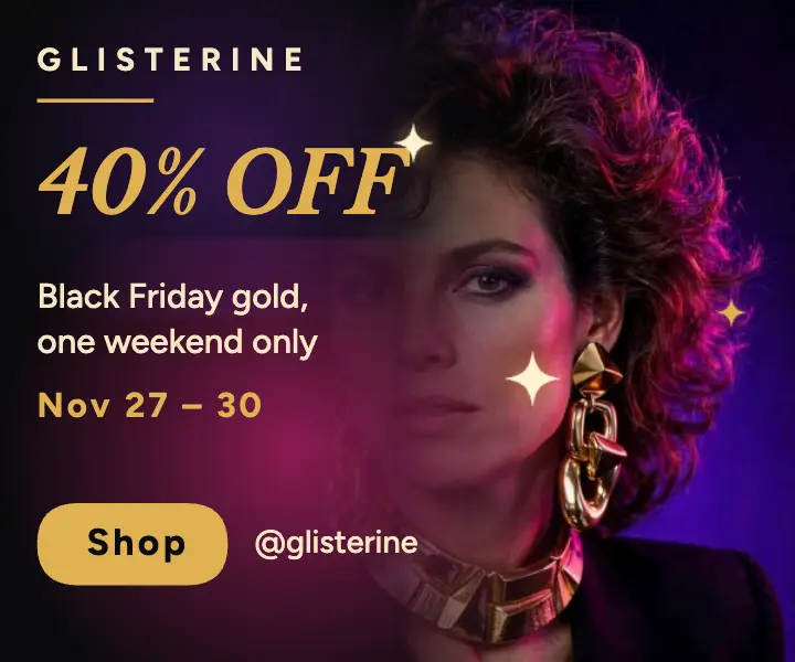 Glisterine Black Friday gold earrings ad template