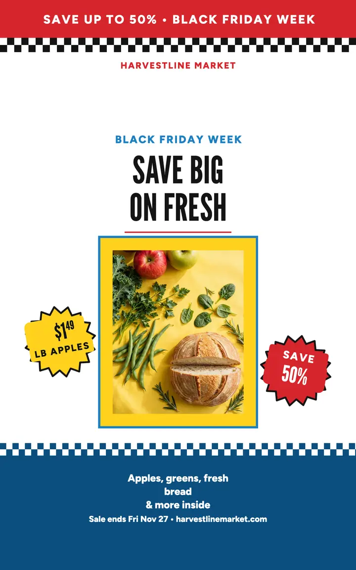 Harvestline Market Black Friday grocery circular cover: grocery sale ebook cover template