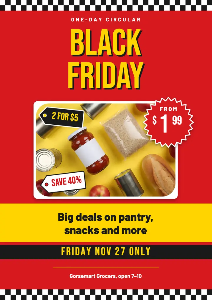 Black Friday grocery pantry sale flyer template