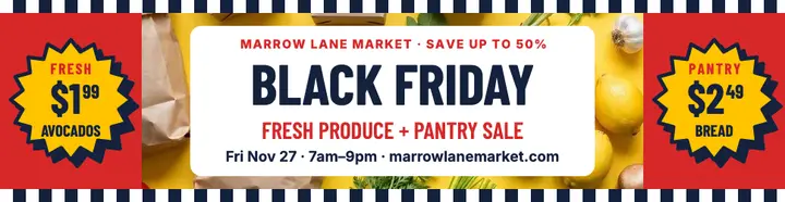 Marrow Lane Black Friday grocery billboard: black friday grocery sale billboard template