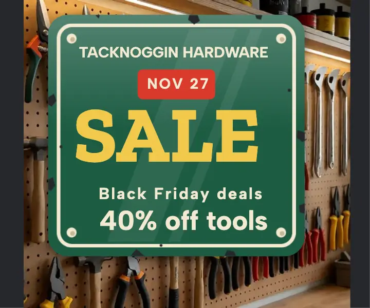 Tacknoggin Hardware Black Friday enamel sign ad template