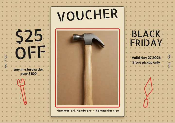 Hammerlark $25 voucher shadow board template