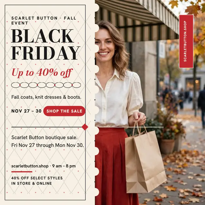 Scarlet Button Black Friday harlequin sale template