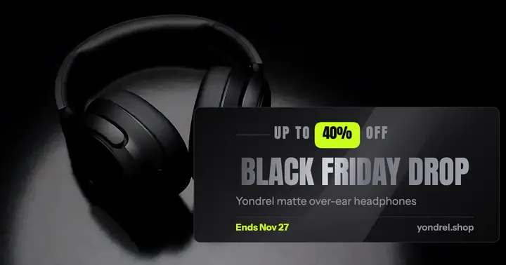 Yondrel Audio Black Friday headphone drop post: black friday sale post template