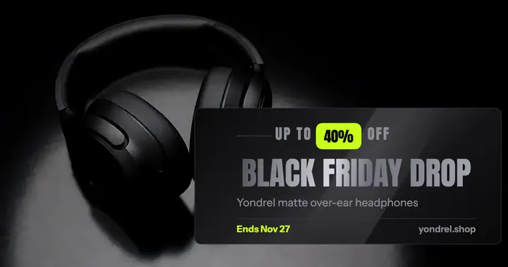 Yondrel Audio Black Friday headphone drop post template