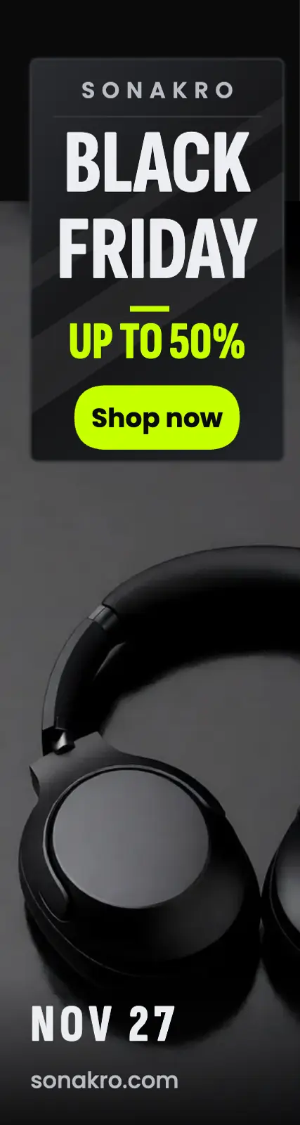 Sonakro Black Friday headphones skyscraper ad: black friday headphones ad template