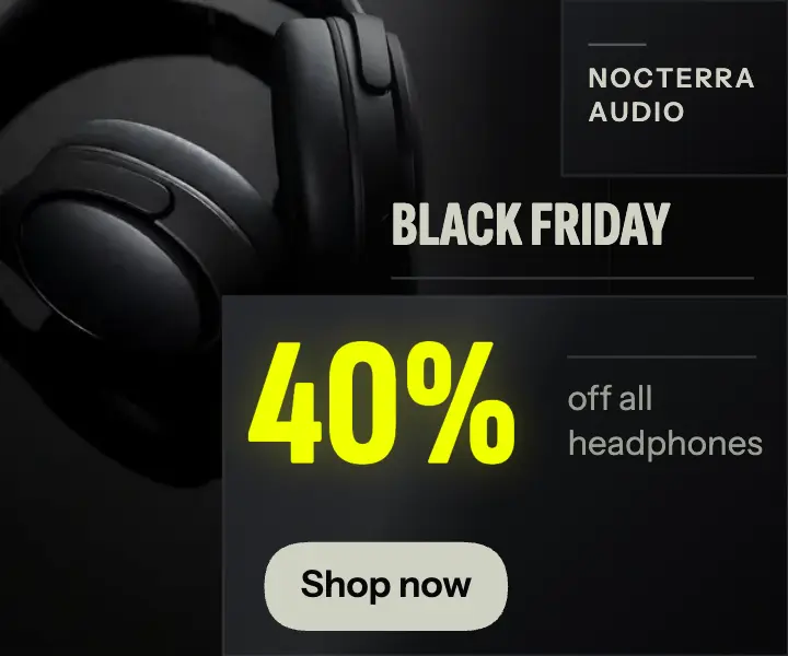 Black Friday headphones sale ad, blackout gloss template