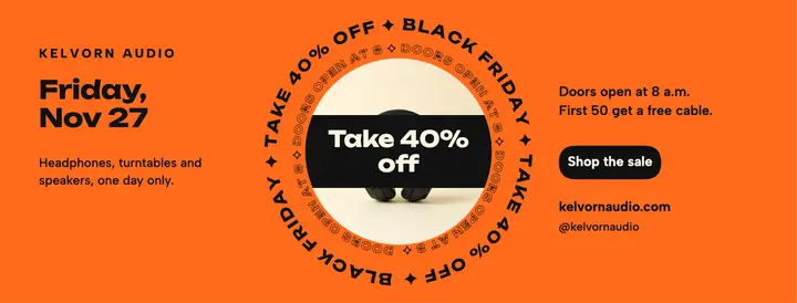 Kelvorn Audio Black Friday headphone sale cover: black friday sale cover template