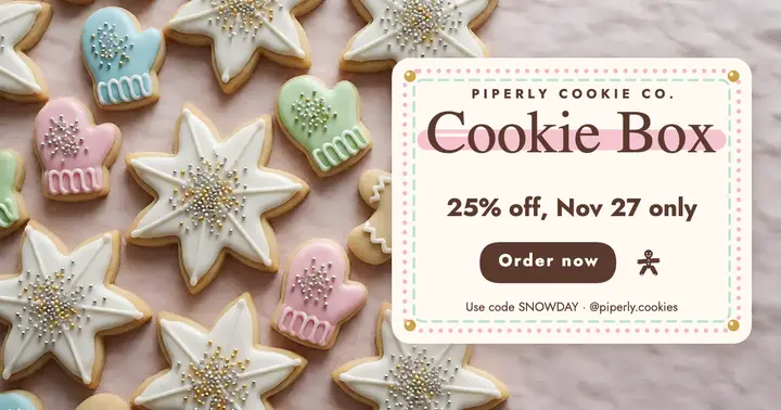 Piperly Cookie Co. Black Friday cookie box sale post template