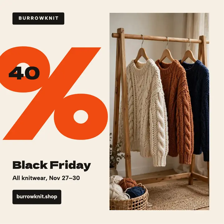Burrowknit Black Friday knitwear sale post template