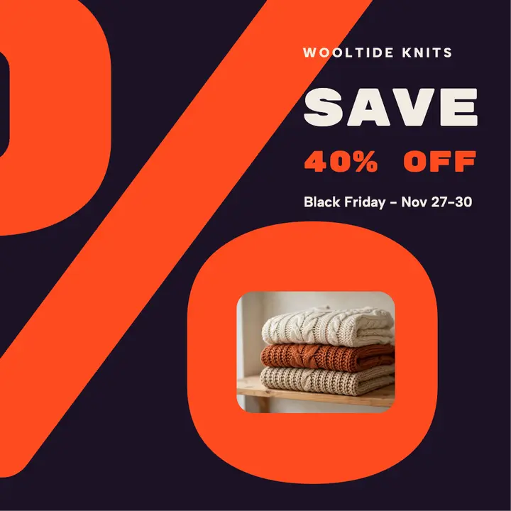 Black Friday knitwear sale post, giant percent template