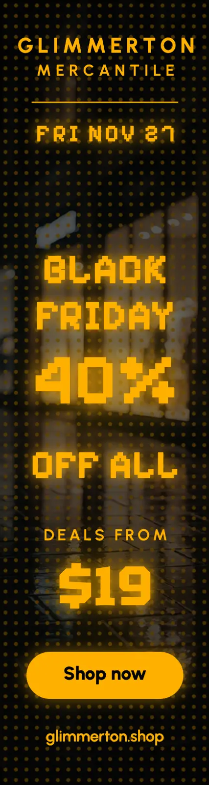 Glimmerton Mercantile Black Friday LED skyscraper ad template