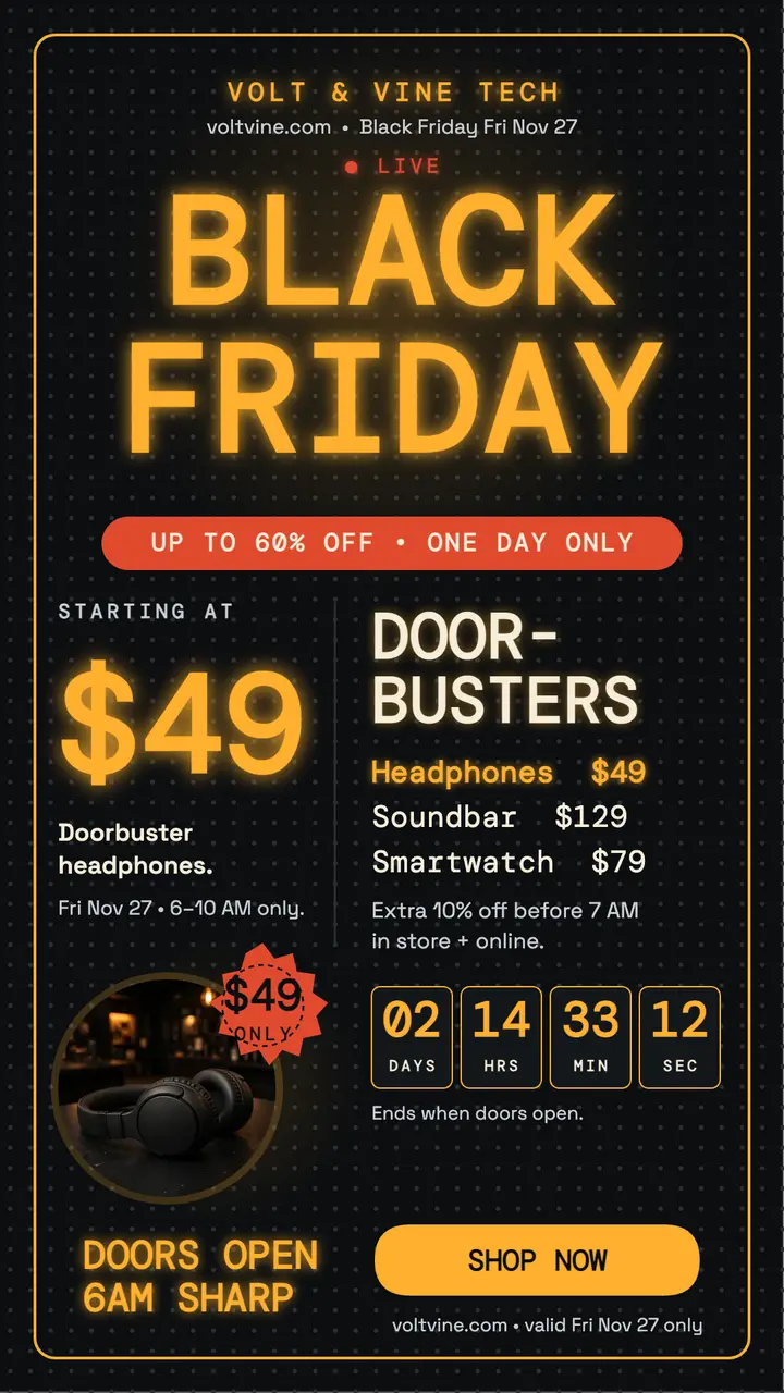Volt and Vine Black Friday LED story template