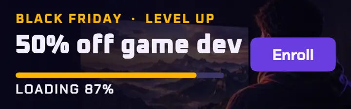 Black Friday game dev course loading banner: black friday mobile banner template