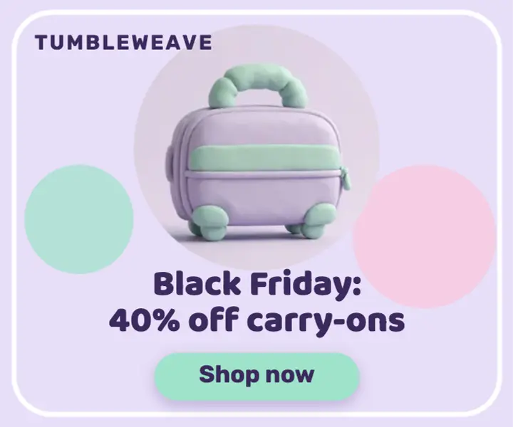 Tumbleweave Black Friday carry-on ad template