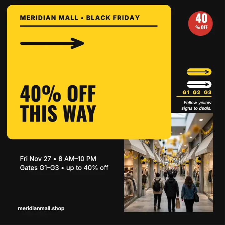 Meridian Mall Black Friday wayfinding sale template