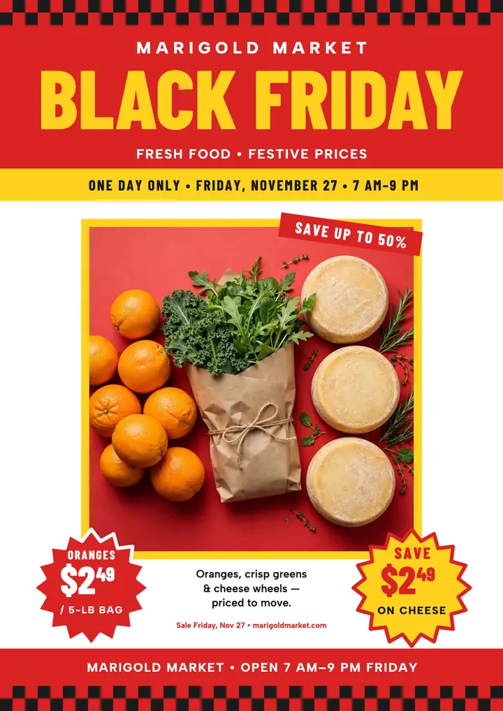 Marigold Market Black Friday sale flyer template